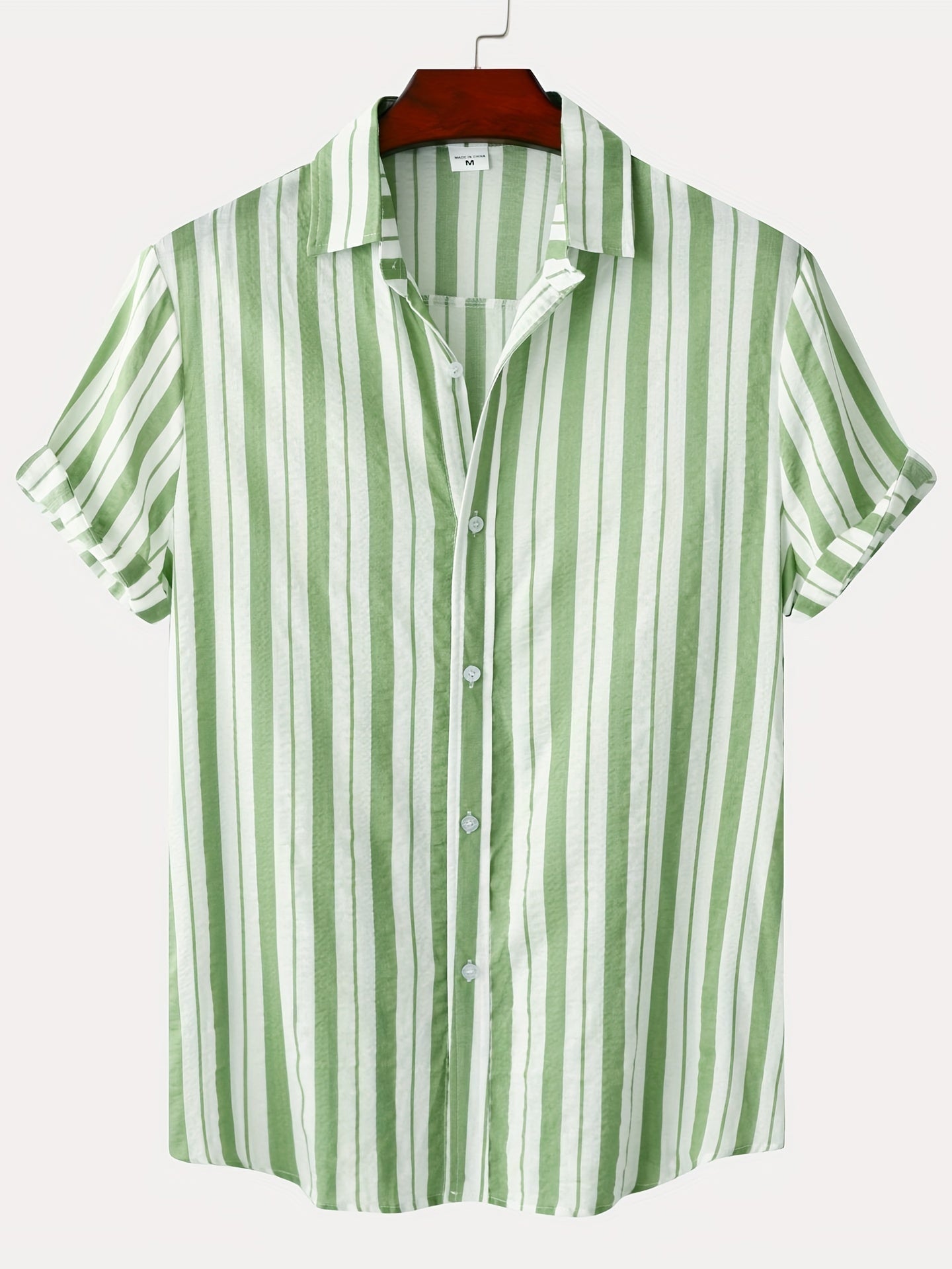 Camicia casual da uomo a maniche corte sottili con risvolto con motivo a righe