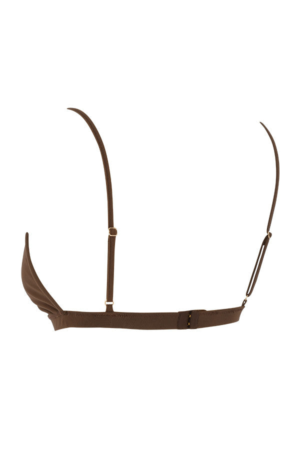 Vestito chemisier e bralette in chiffon color cioccolato