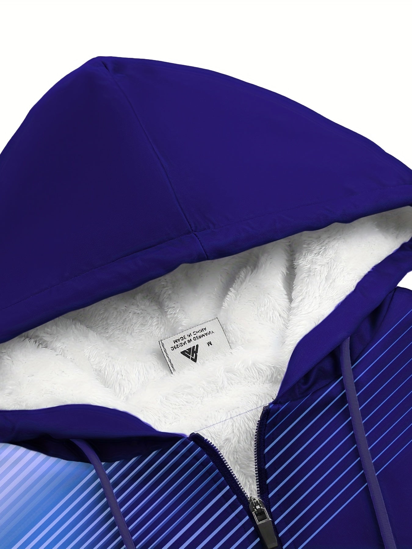 Felpa con cappuccio in pelliccia a righe da uomo