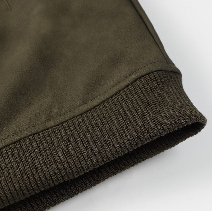 Bomber da uomo in ecopelle velluto varsity verde