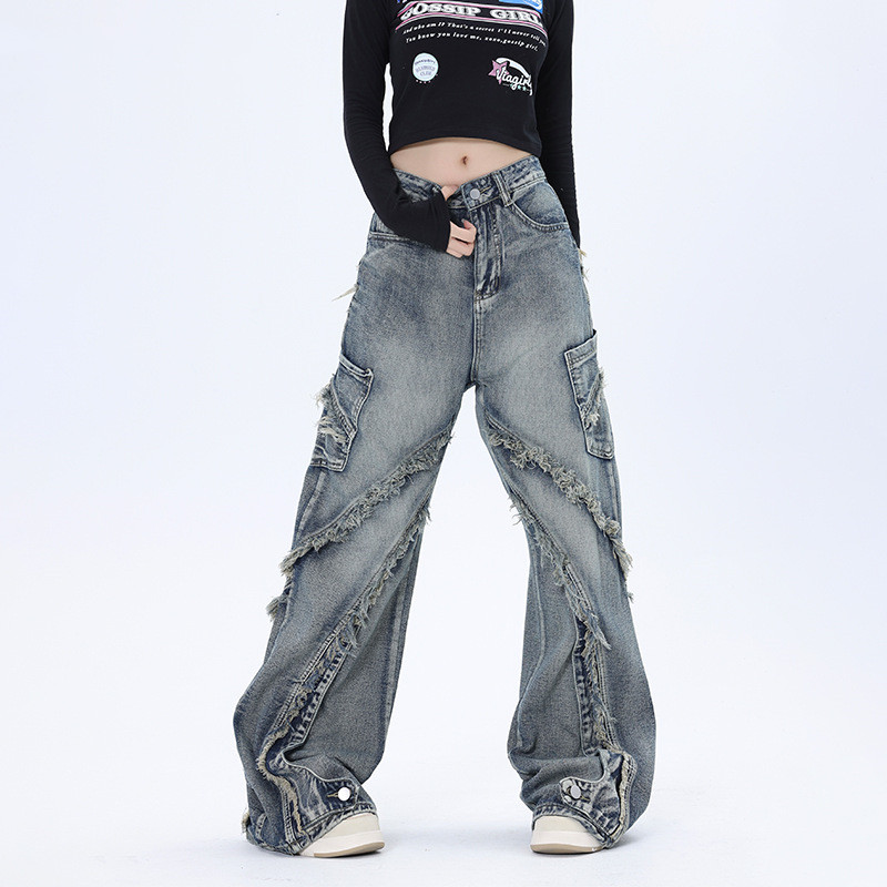 Jeans oversize strappati