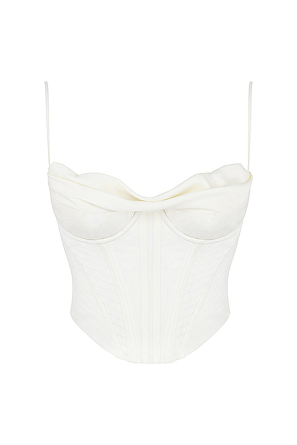 Corsetto drappeggiato in raso avorio