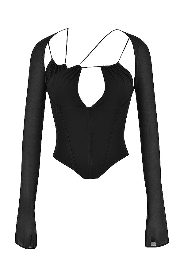 Corsetto in chiffon nero