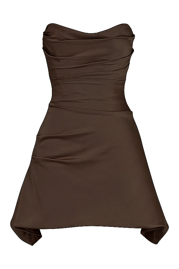 Abito corsetto drappeggiato senza spalline