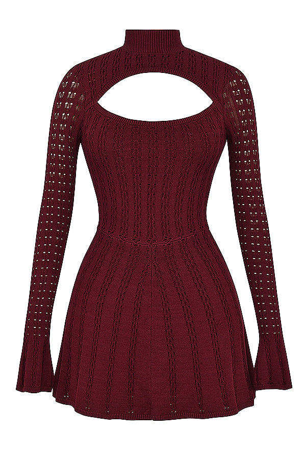Abito corsetto in maglia color vino