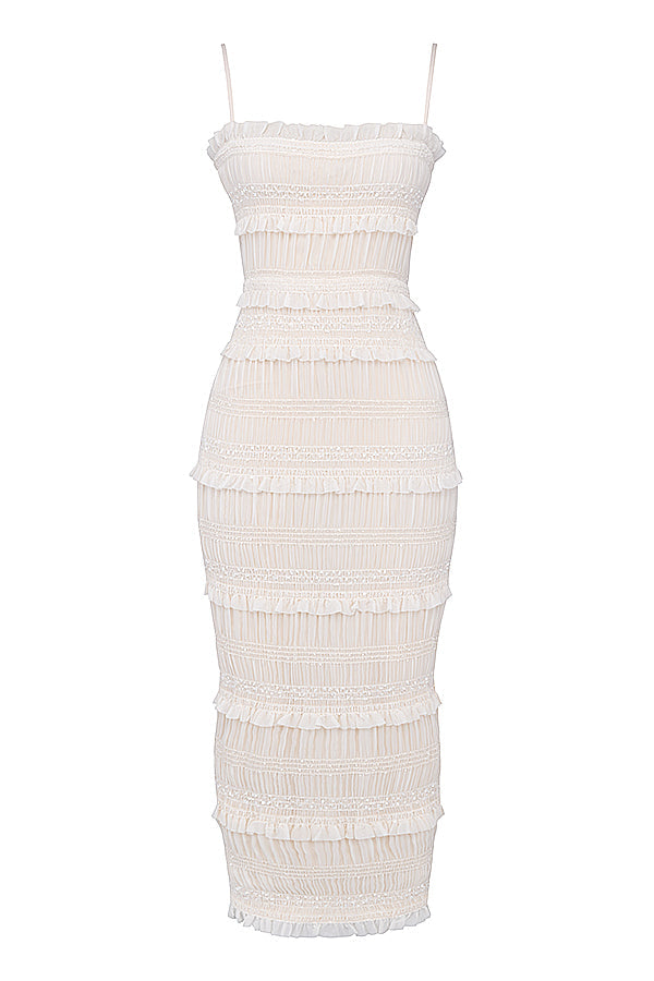 Abito a corsetto con pieghe di paillettes