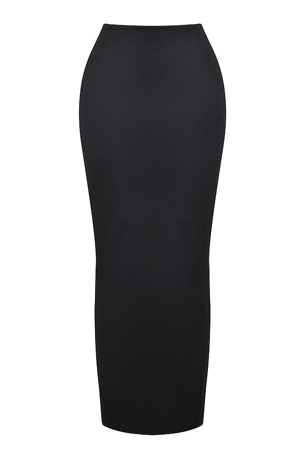 Top da smoking nero senza maniche con maxi gonna in twill