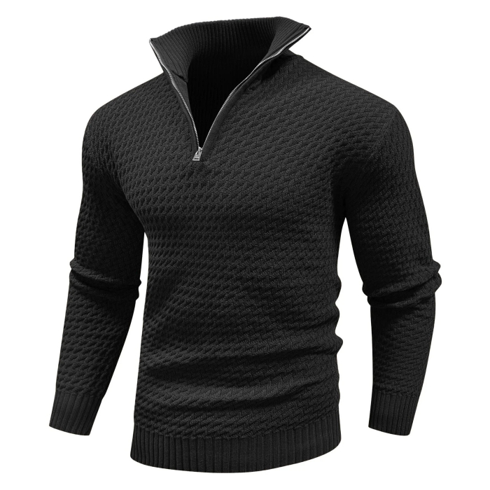 Maglia strutturata da uomo con mezza zip