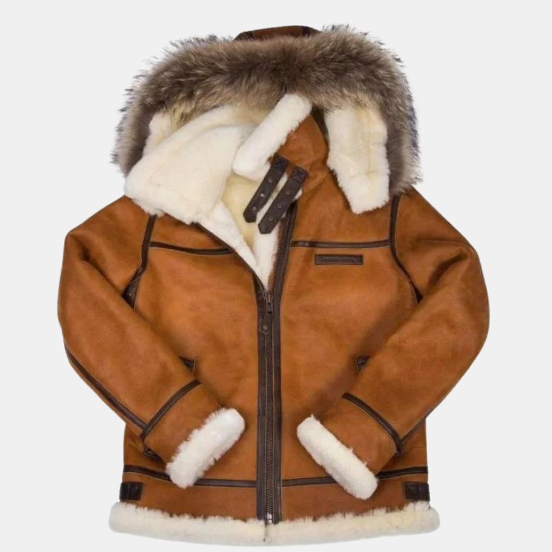 Giacca in pelle con pelliccia da uomo