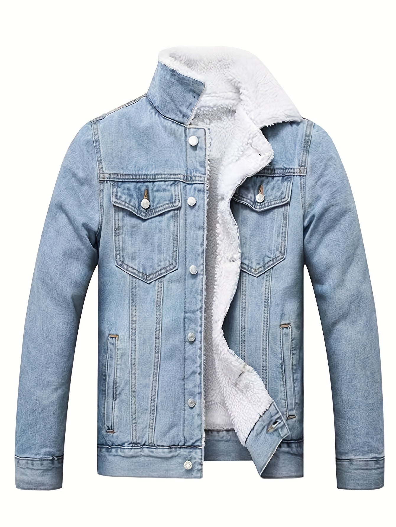 Giacca casual in denim con fodera in pile