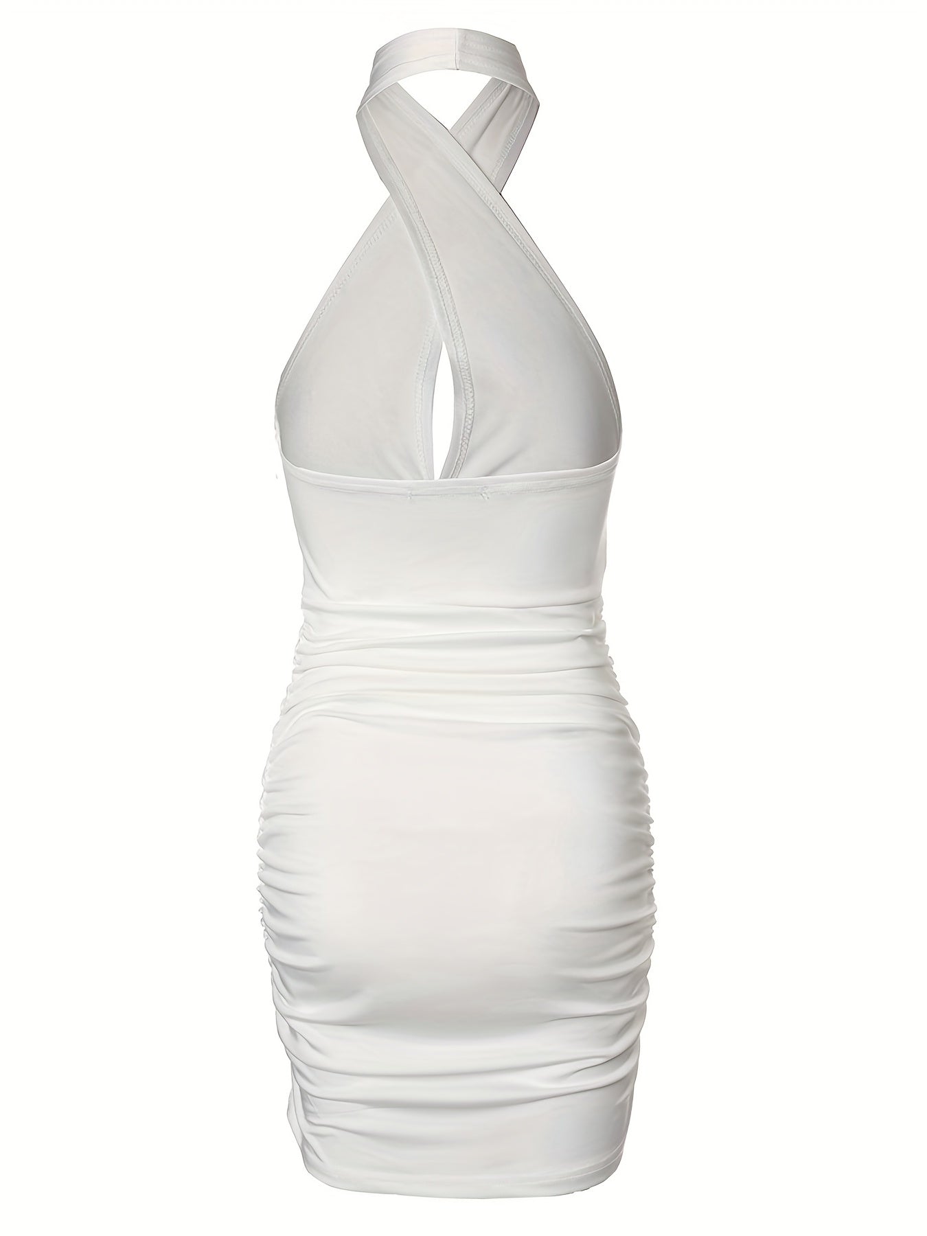 Abito slim alla caviglia con schiena scoperta con volant e volant