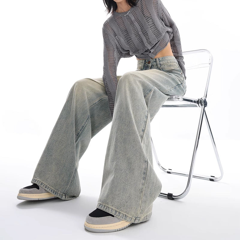 Jeans larghi lavati in stile retr?