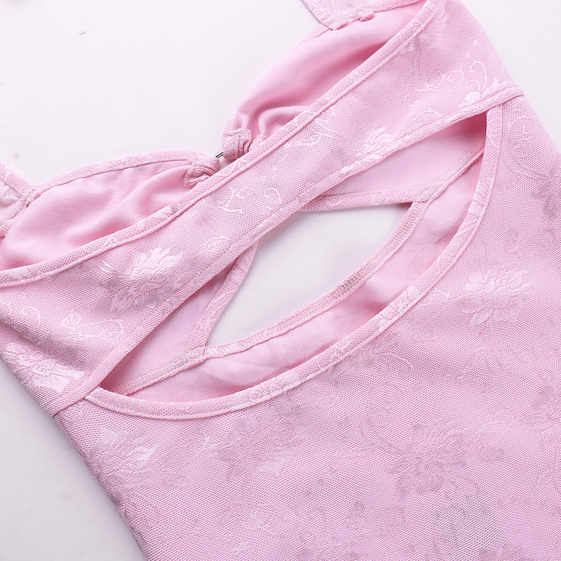 Mini abito rosa spaccato cavo