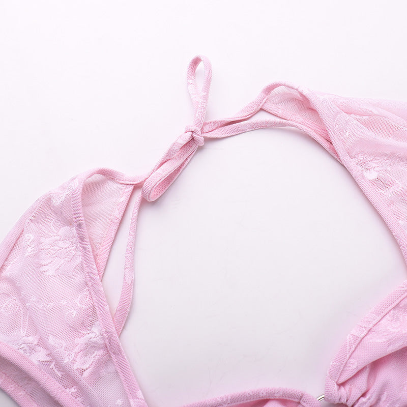 Mini abito rosa spaccato cavo