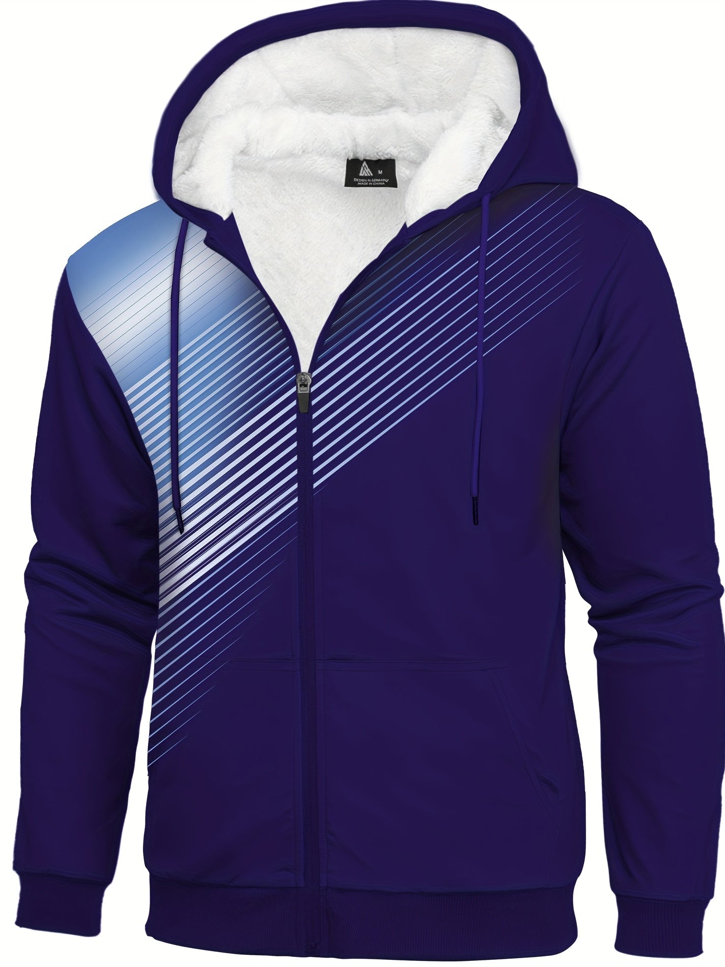 Felpa con cappuccio in pelliccia a righe da uomo