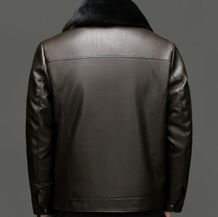 Giacca in pelle con pelliccia