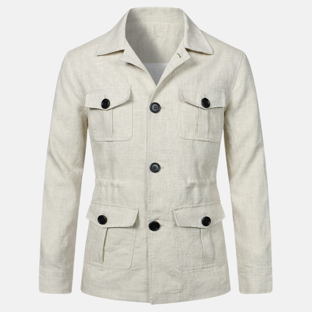 Giacca in lino con molteplici tasche