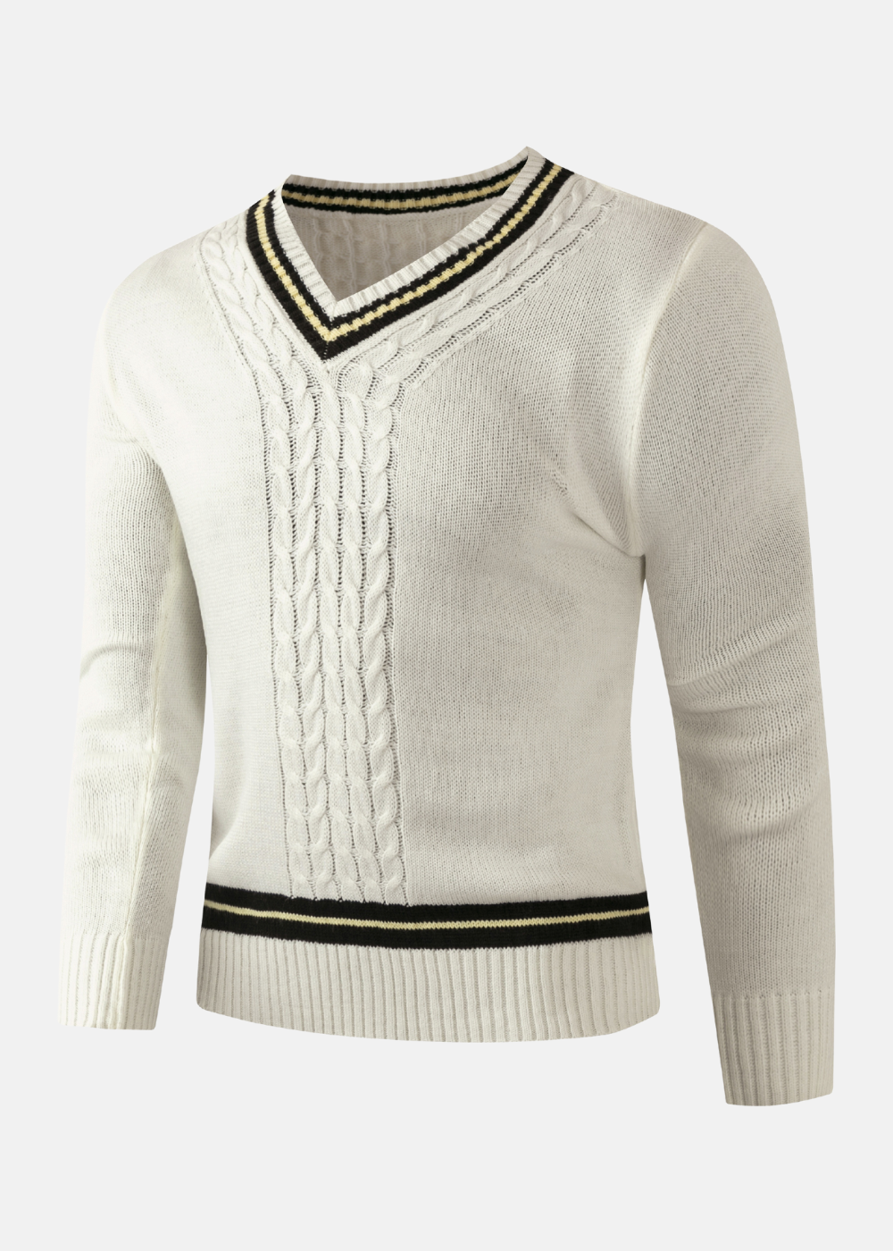 Maglione lavorato a maglia beige con elasticit? media