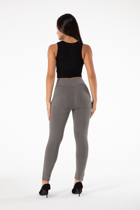 Leggings aderenti grigi a vita alta
