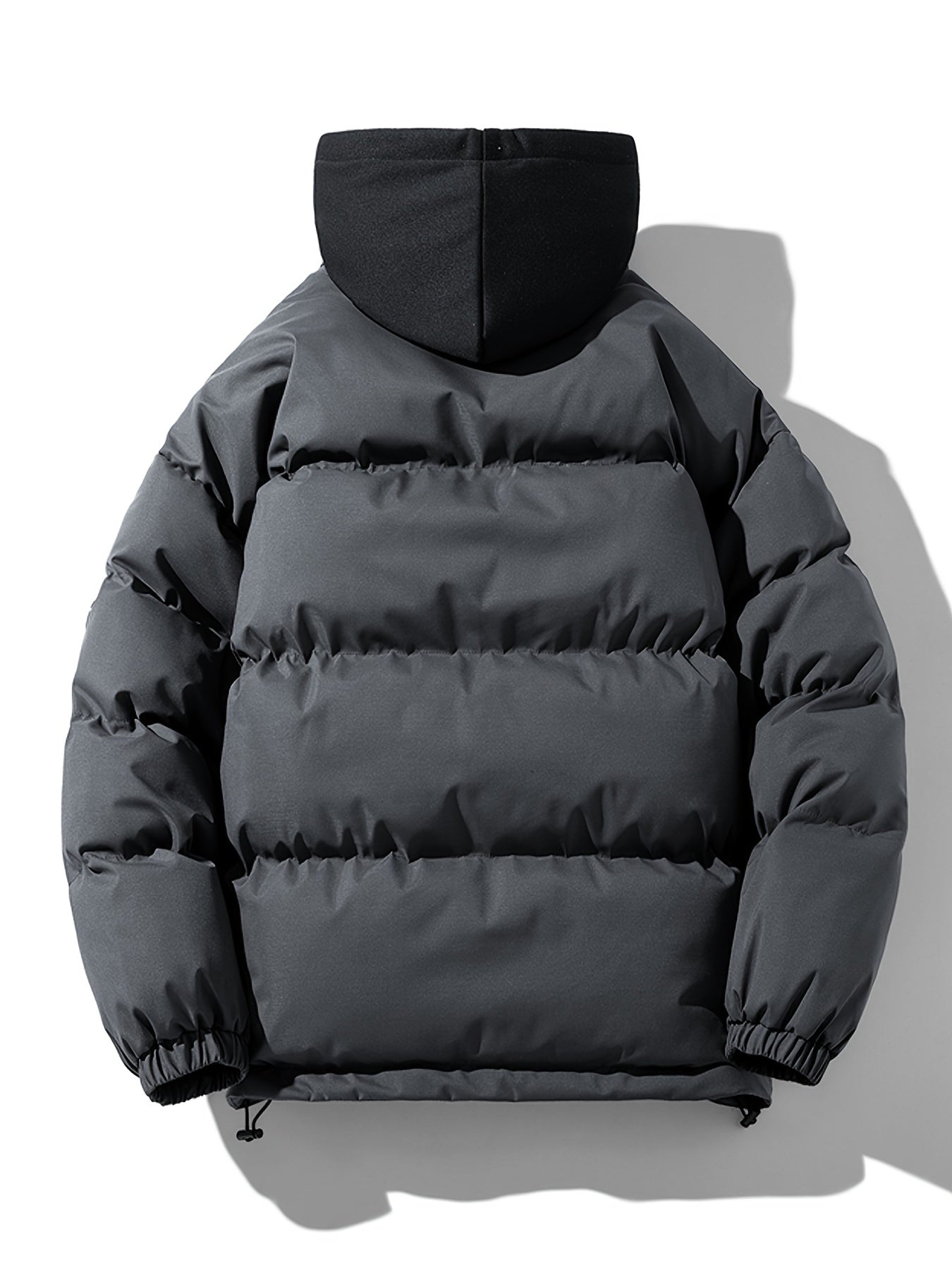 Giubbotto foderato in cotone grigio con cappuccio