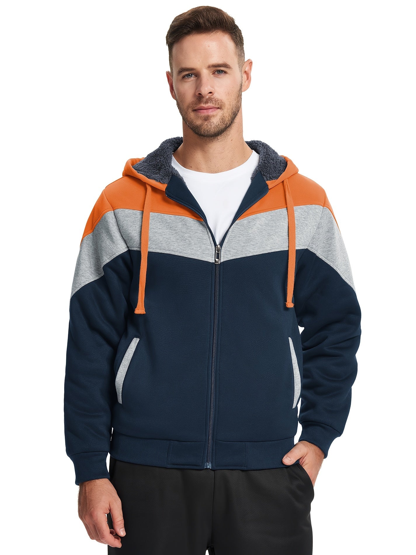 Felpa con cappuccio versatile in pelliccia da uomo