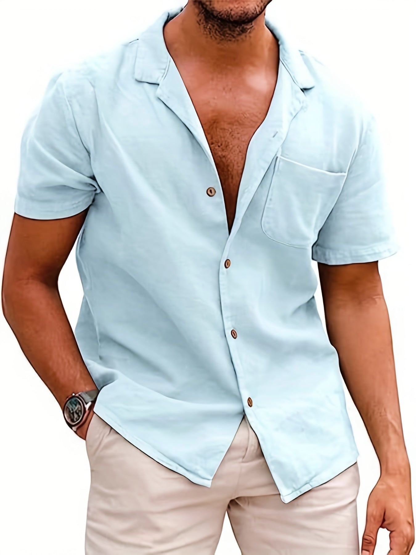 Camicia ampia casual, leggermente elasticizzata con maniche corte e risvolti