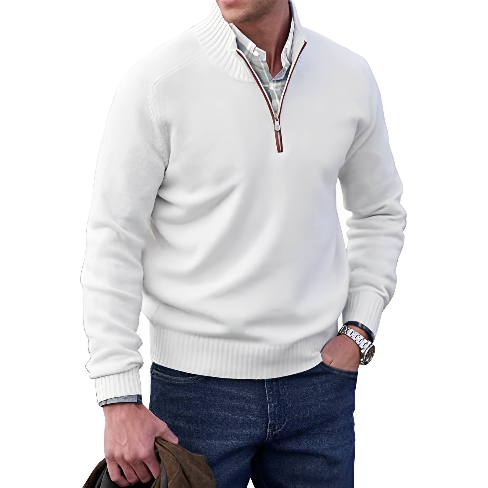 Maglione con cerniera in cashmere da uomo