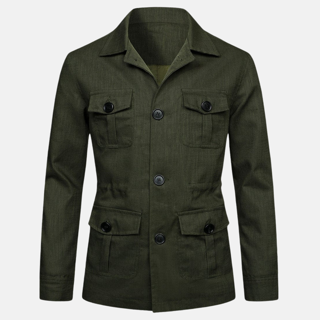 Giacca in lino con molteplici tasche