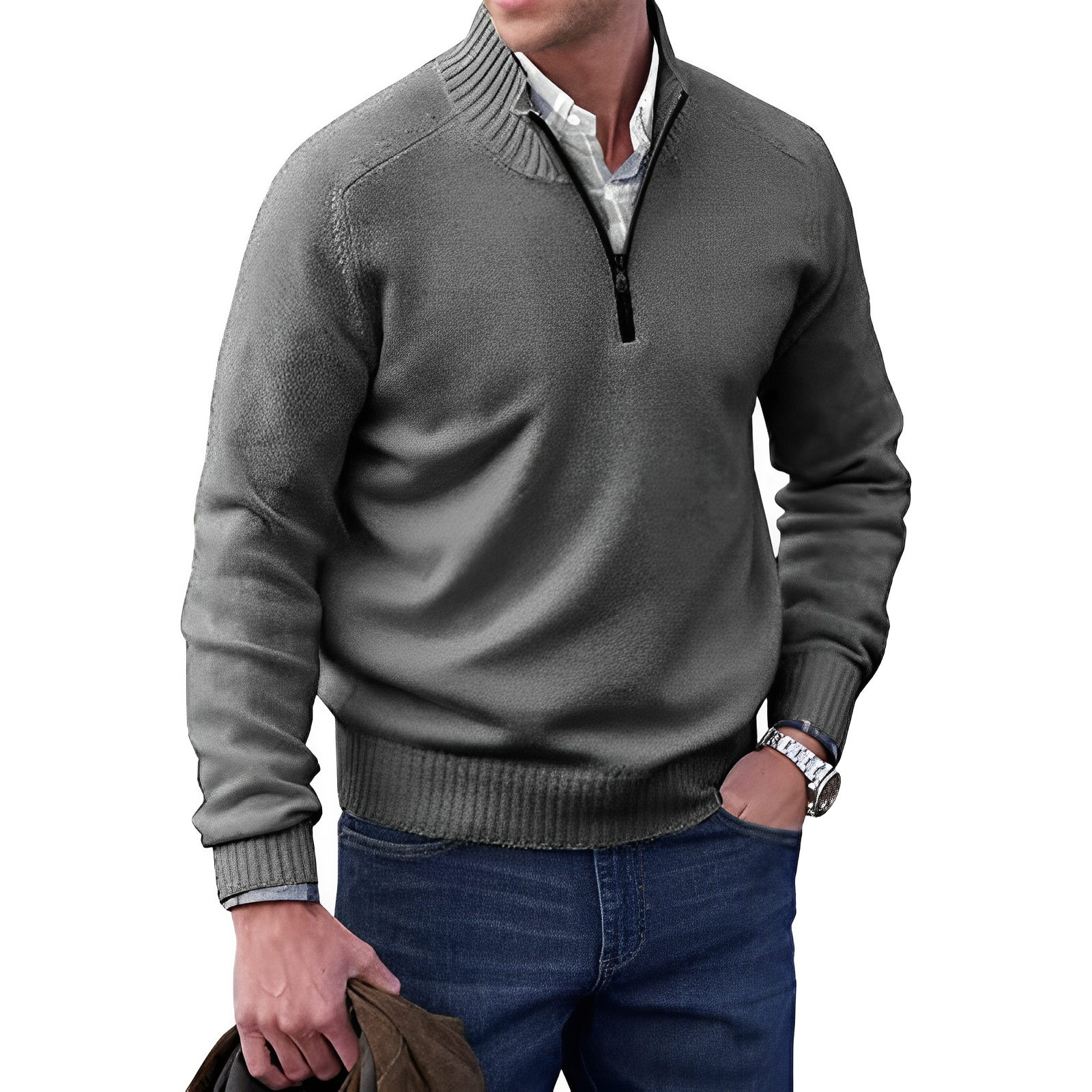 Maglione con cerniera in cashmere da uomo