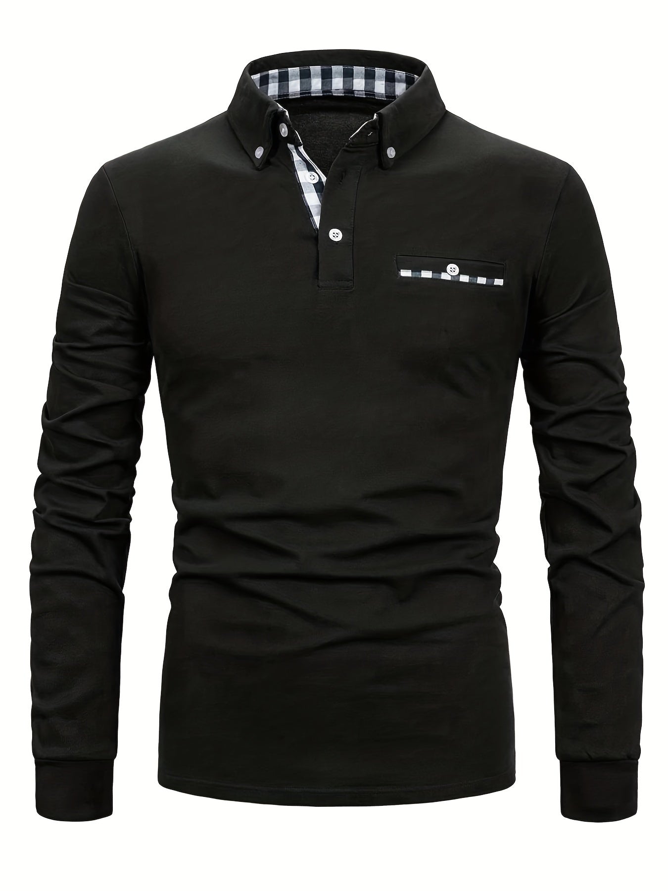 Camicia patchwork a quadri con revers e maniche lunghe realizzata in cotone casual leggermente elasticizzato