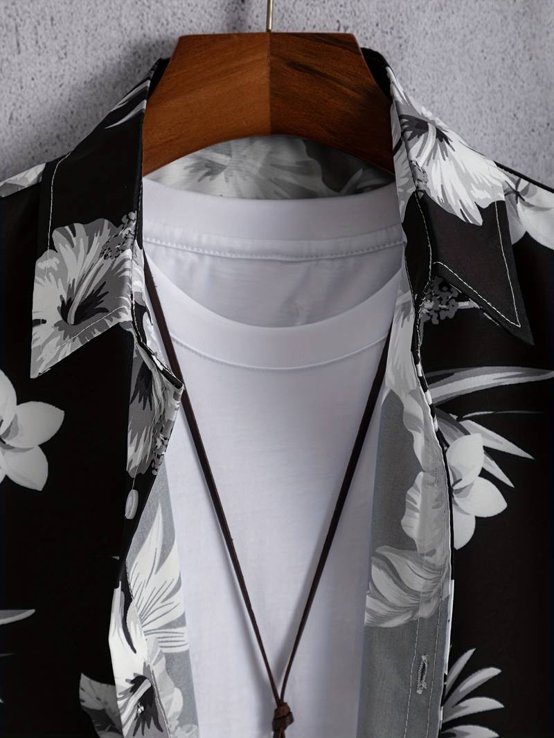 Camicia revers a manica corta con fantasia floreale