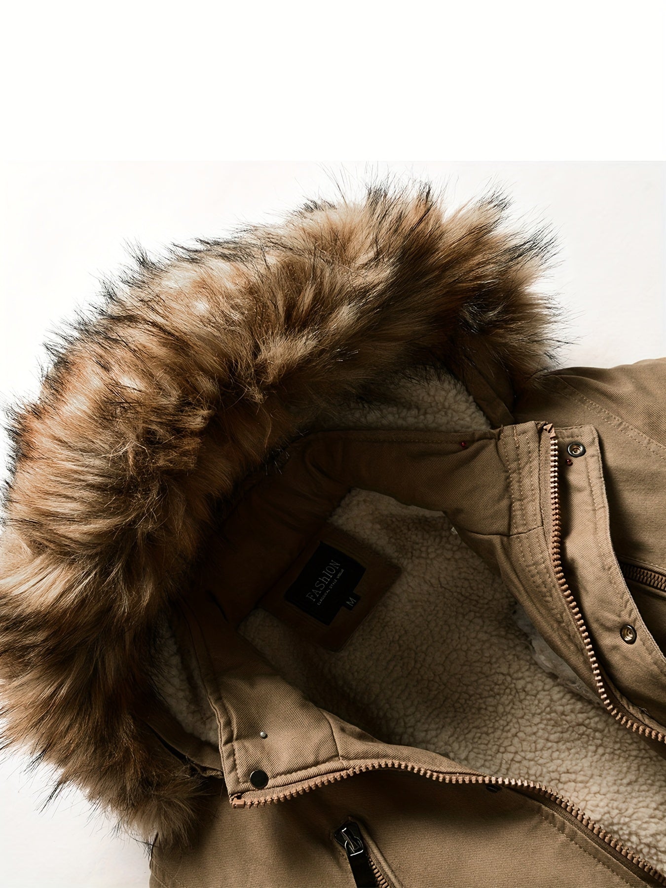 Parka in felpa marrone con cappuccio
