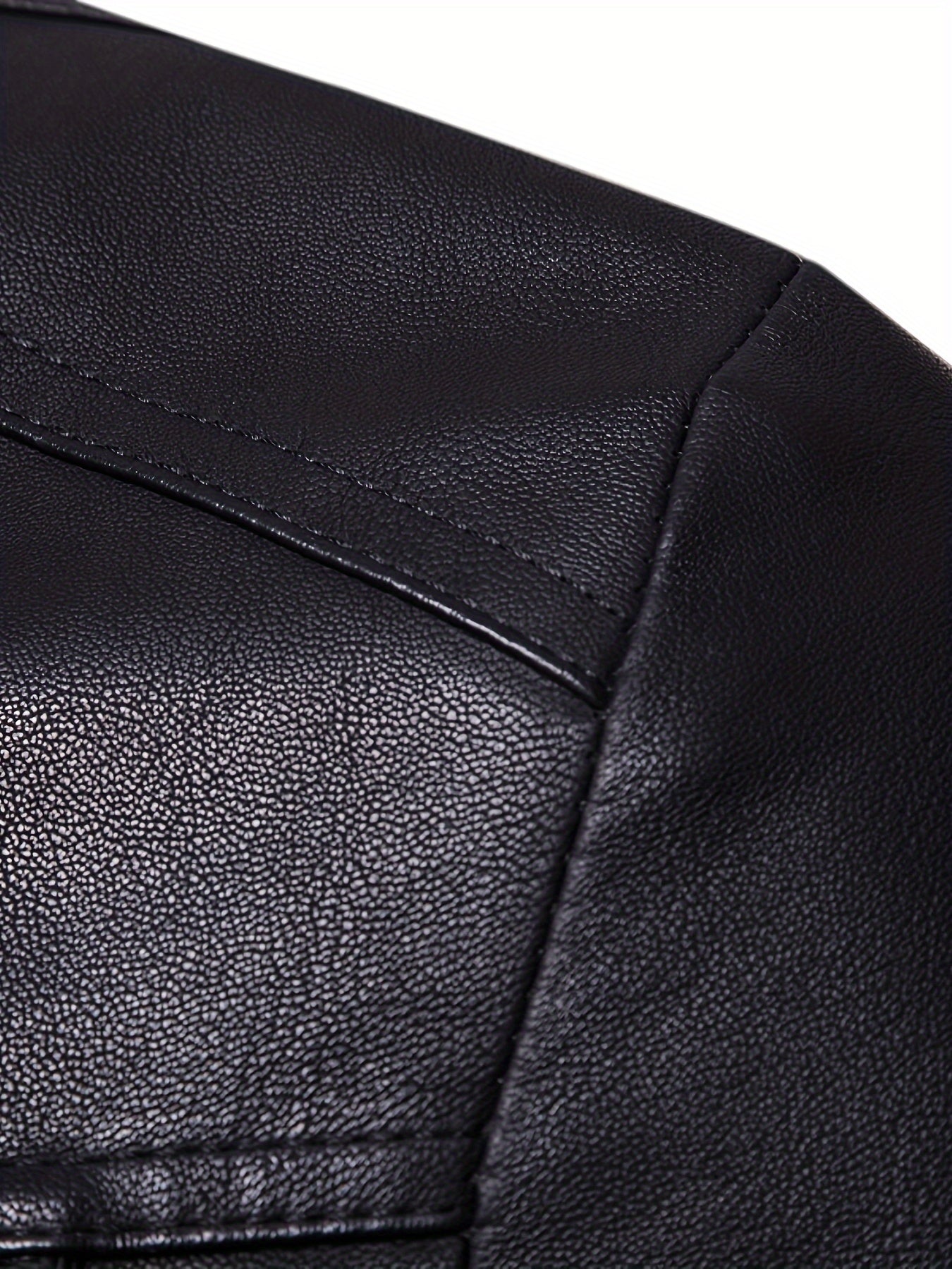 Giacca a vento semplice in pelle nera con maniche lunghe e cerniera