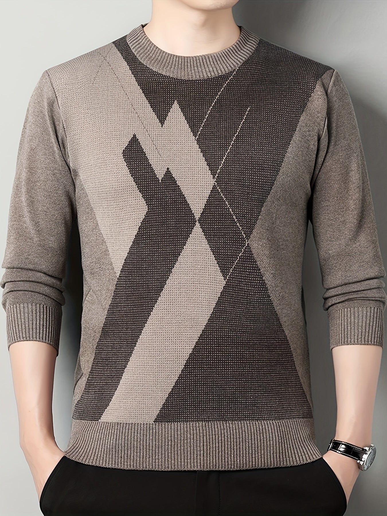 Maglione slim lavorato a maglia con motivo geometrico