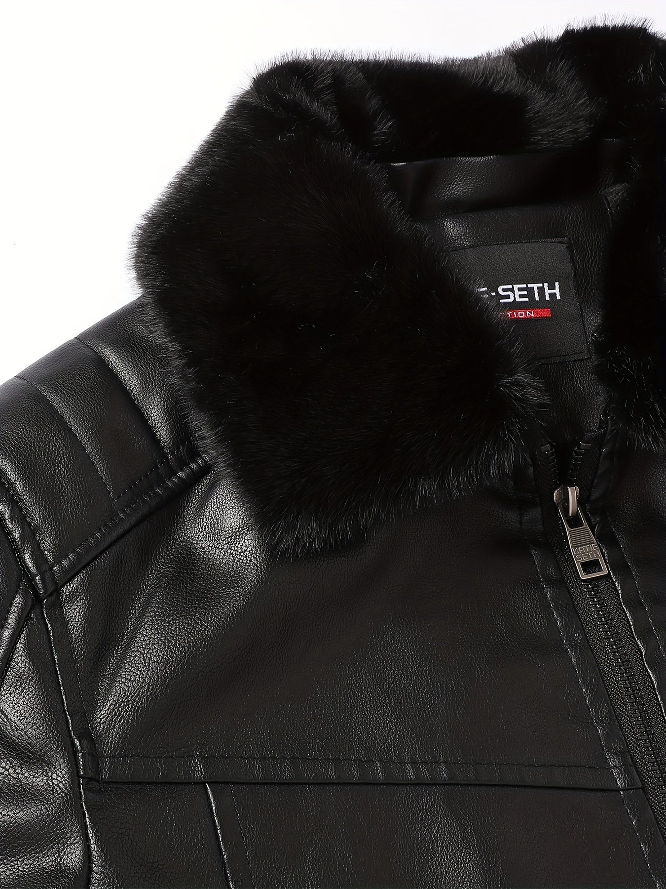 Giacca in pile di pelle nera