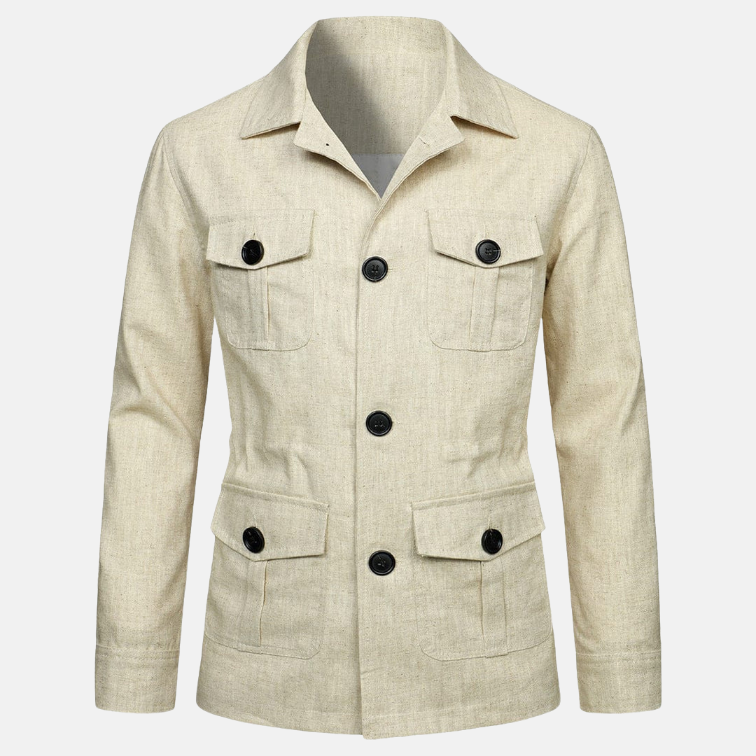 Giacca in lino con molteplici tasche