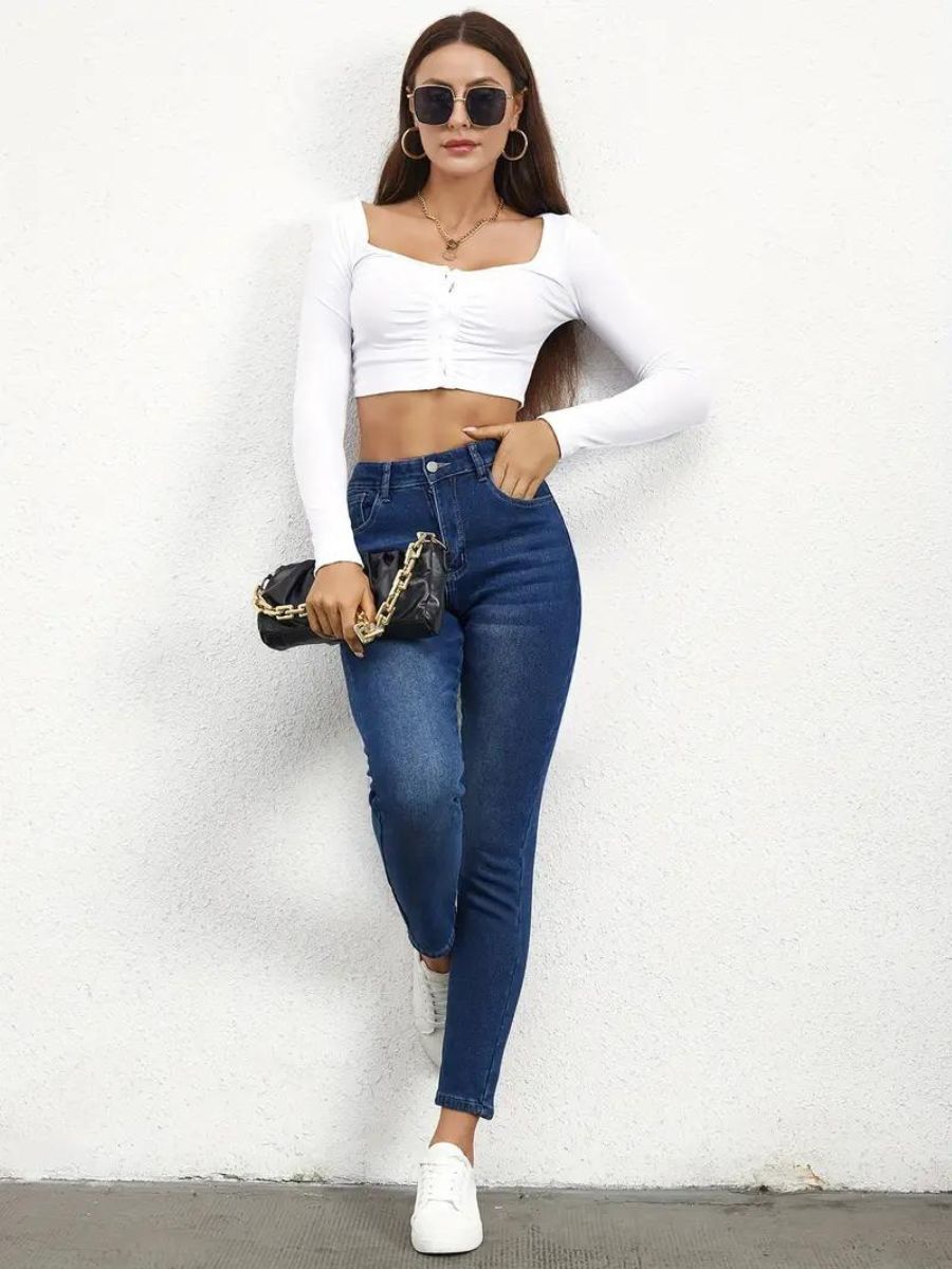 Jeans skinny con inserto in felpa