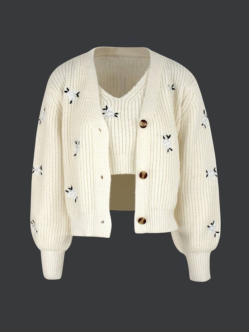 cardigan e camicia con scollo a V