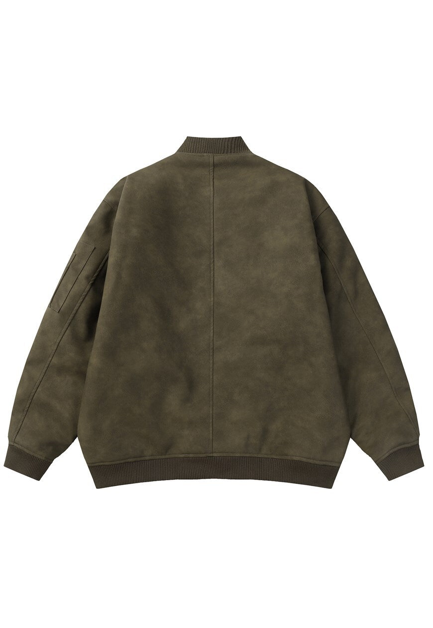 Bomber da uomo in ecopelle velluto varsity verde