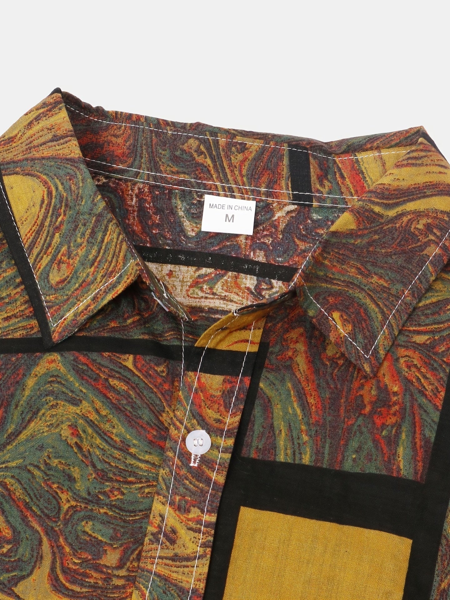 Camicia in cotone con grafica quadrata e maniche corte per l'estate
