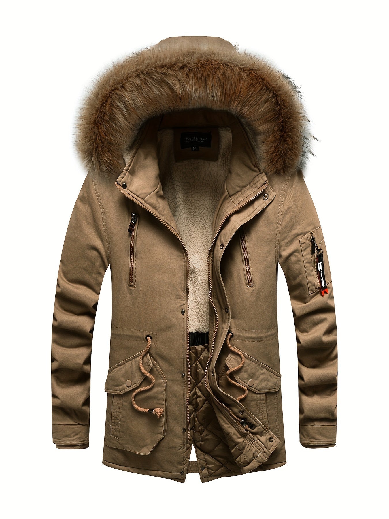 Parka in felpa marrone con cappuccio
