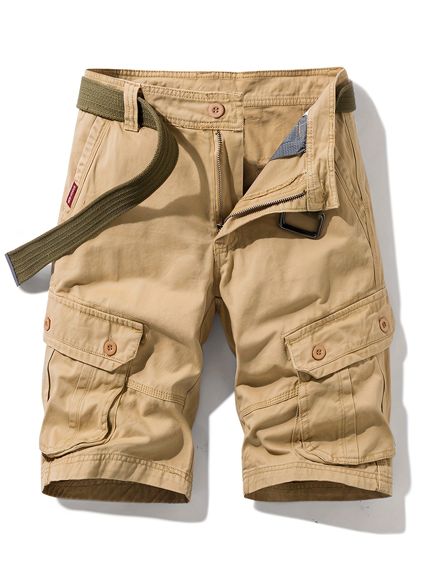 Shorts casual da uomo in cotone con coulisse e tasche con bottone