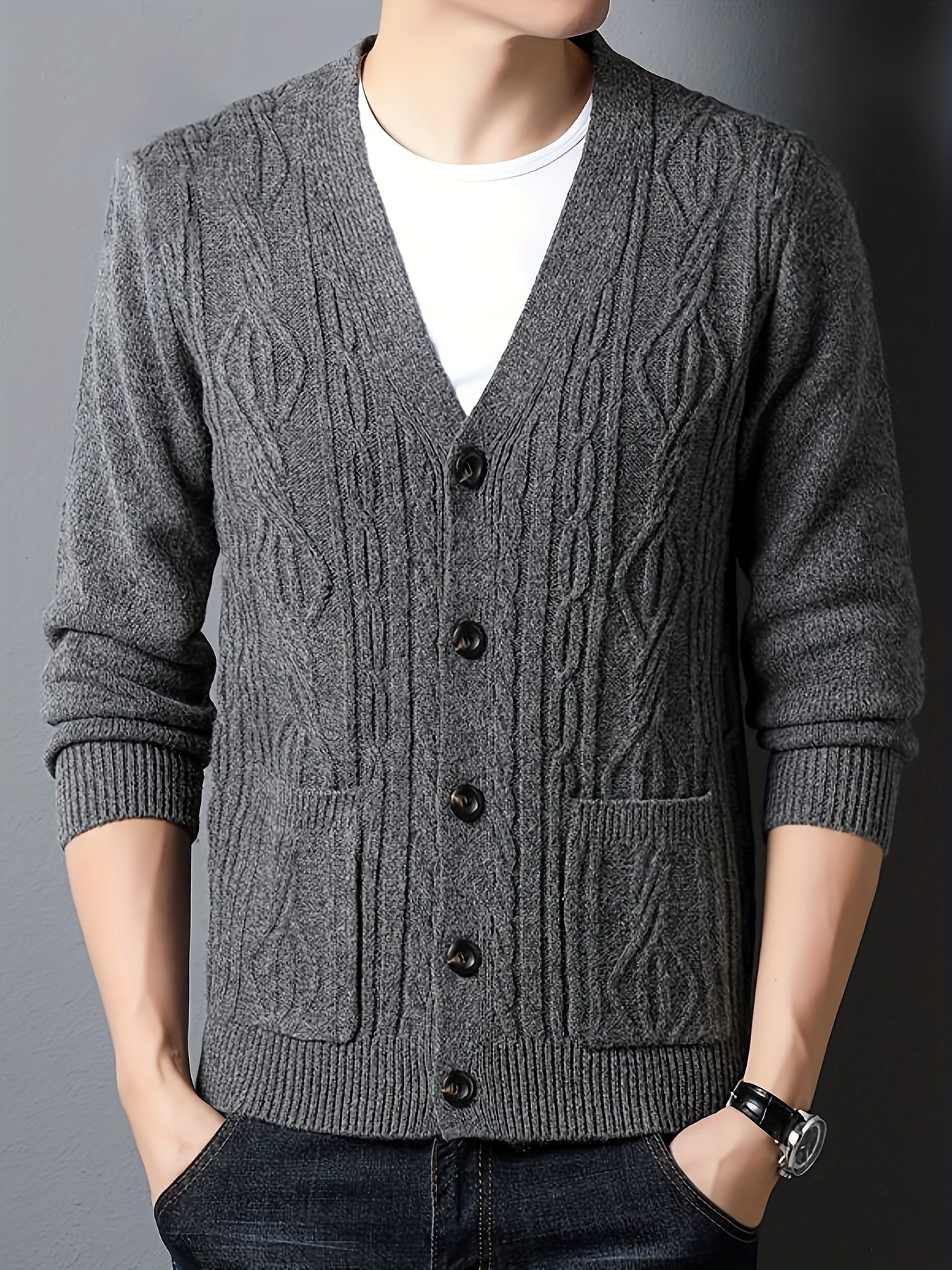 Cardigan ampio con fantasia geometrica
