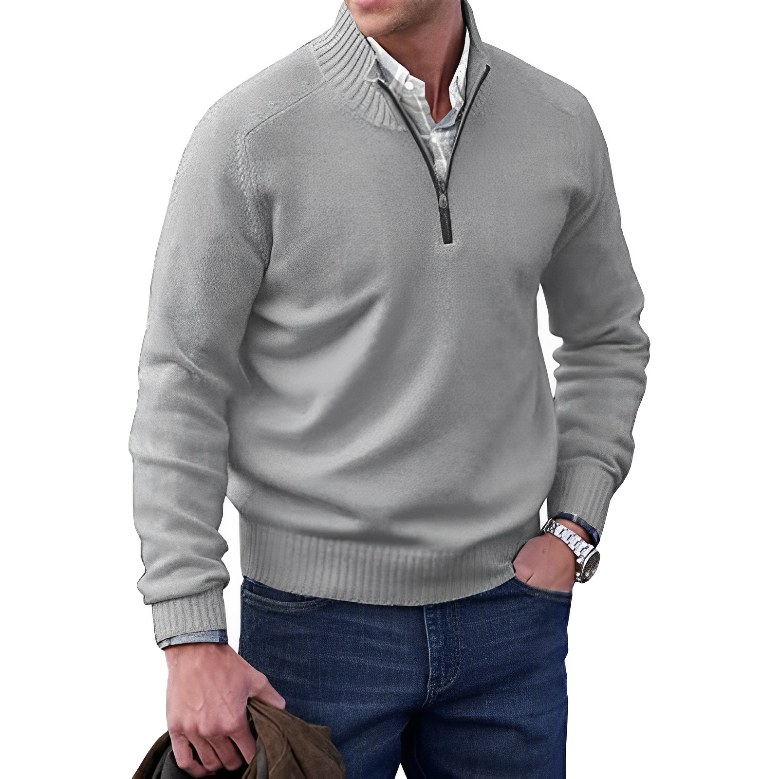 Maglione con cerniera in cashmere da uomo