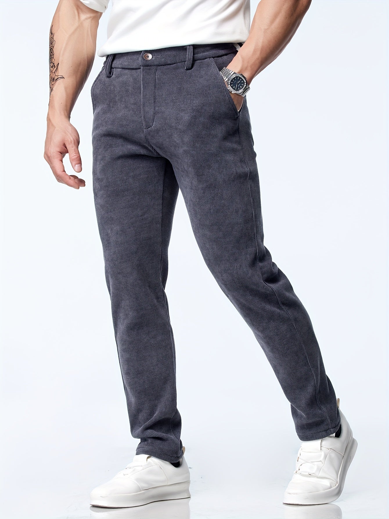 Pantaloni dritti in velluto a coste