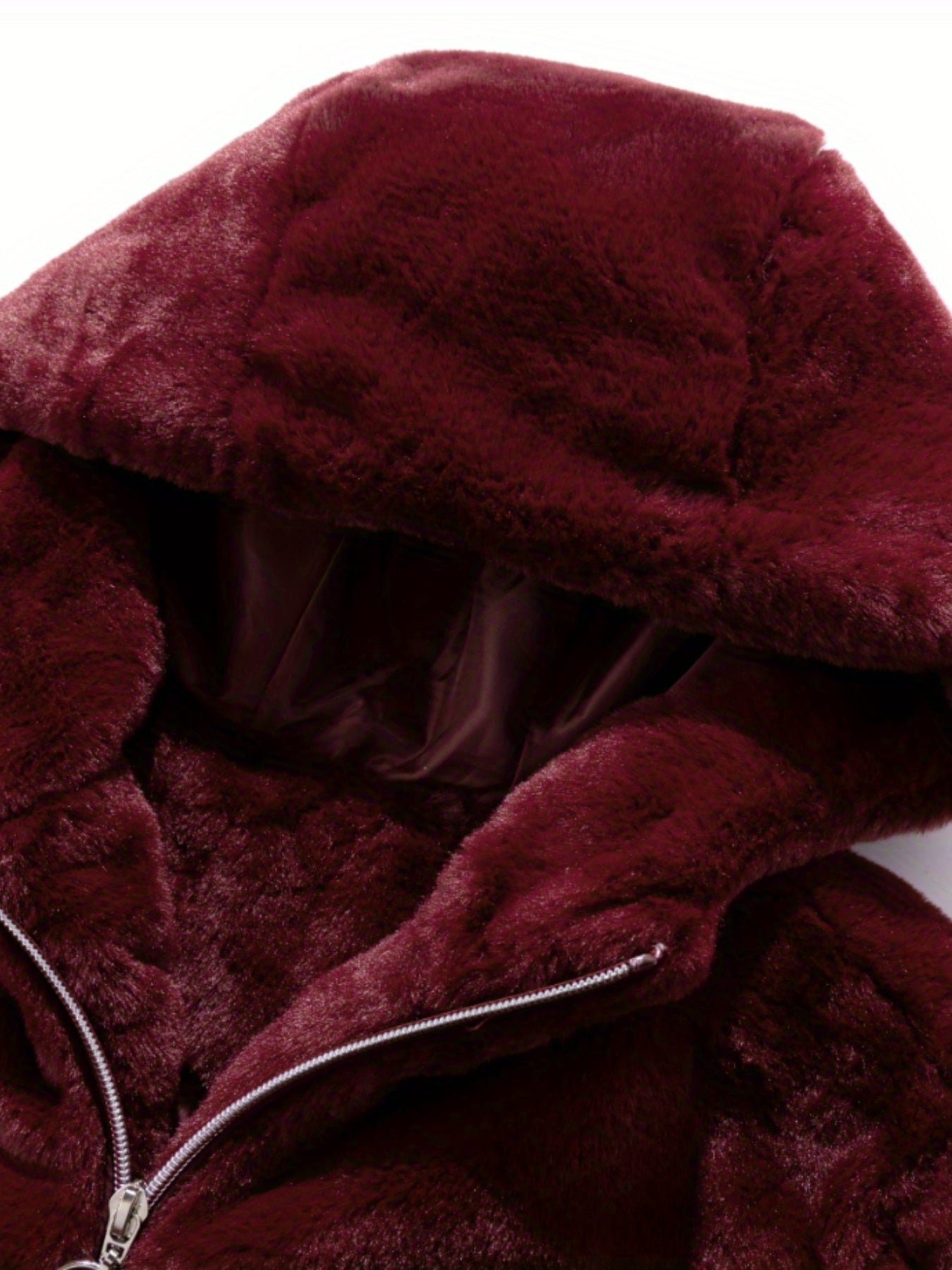 Felpa con cappuccio da donna in pelliccia sintetica