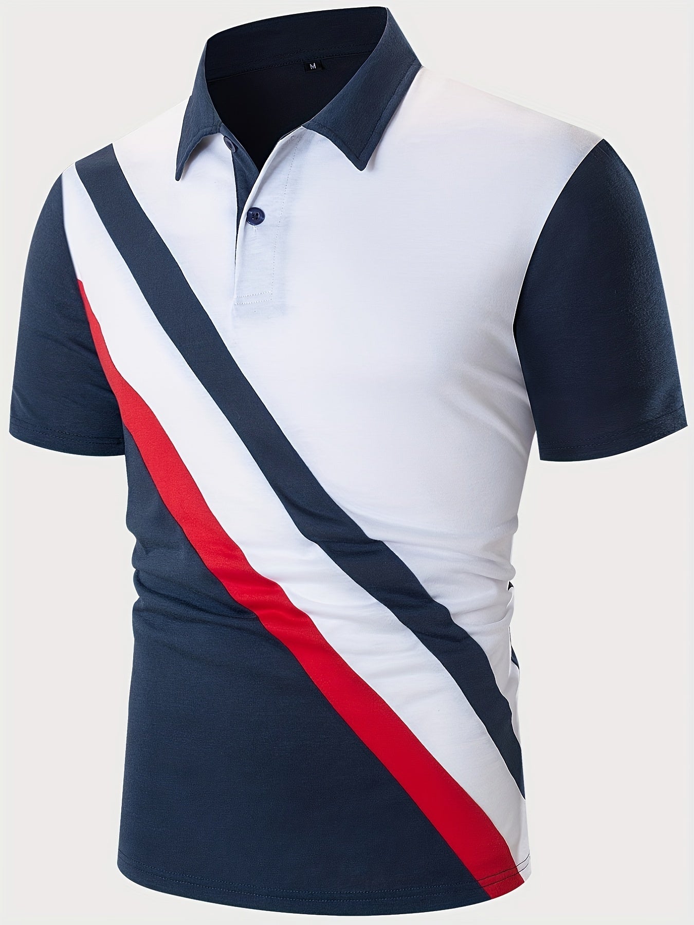 Polo slim a righe multicolori con revers
