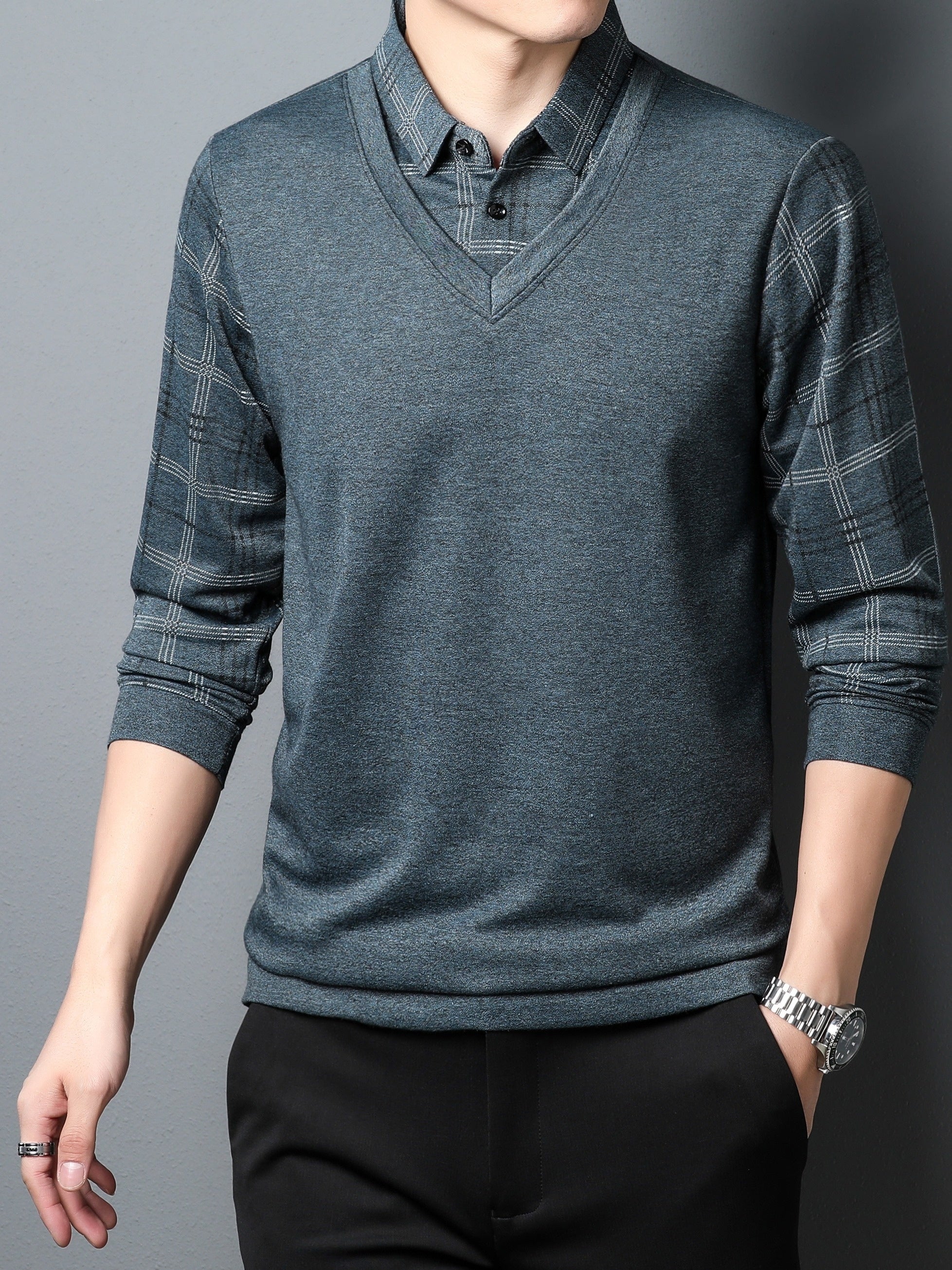 classico maglione blu senza maniche