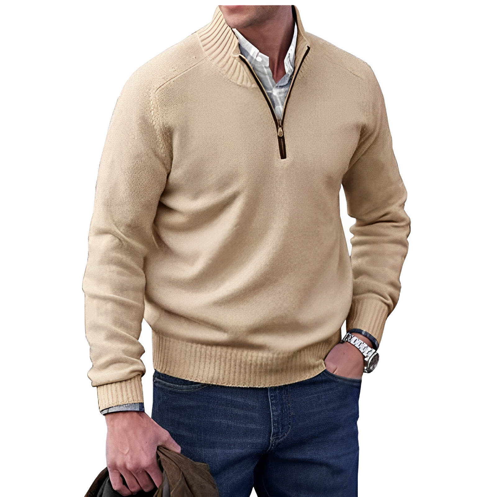 Maglione con cerniera in cashmere da uomo