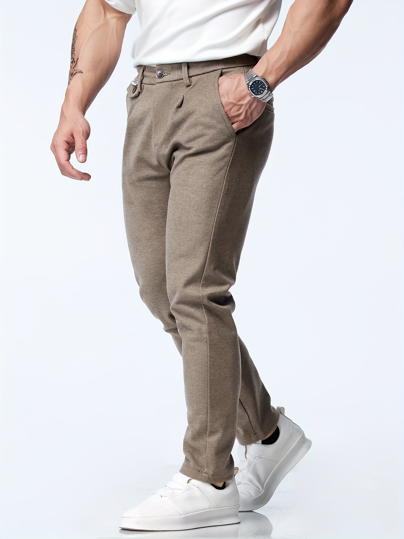 Pantaloni casual elasticizzati dritti da uomo